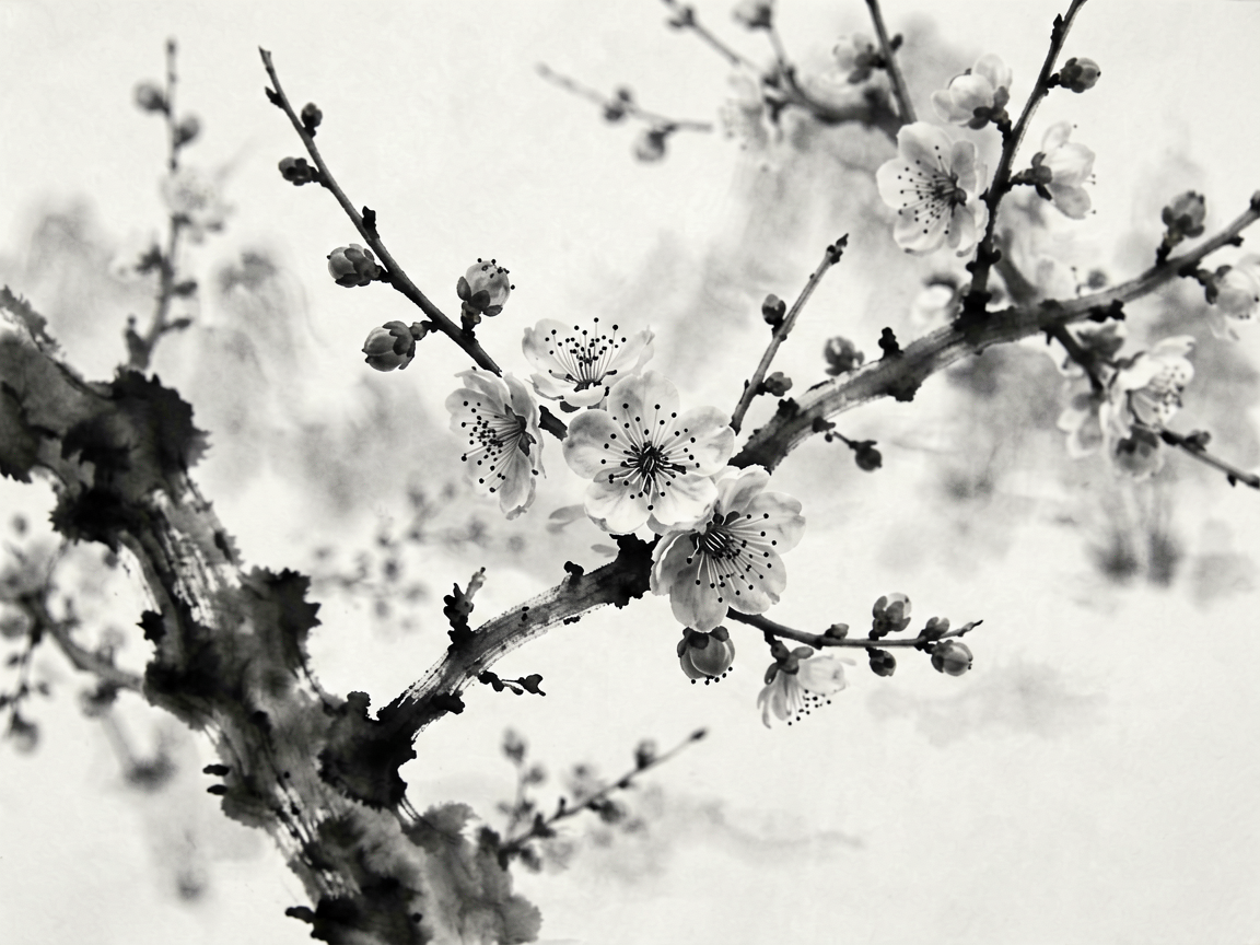 水墨花鸟 AI素材 0021