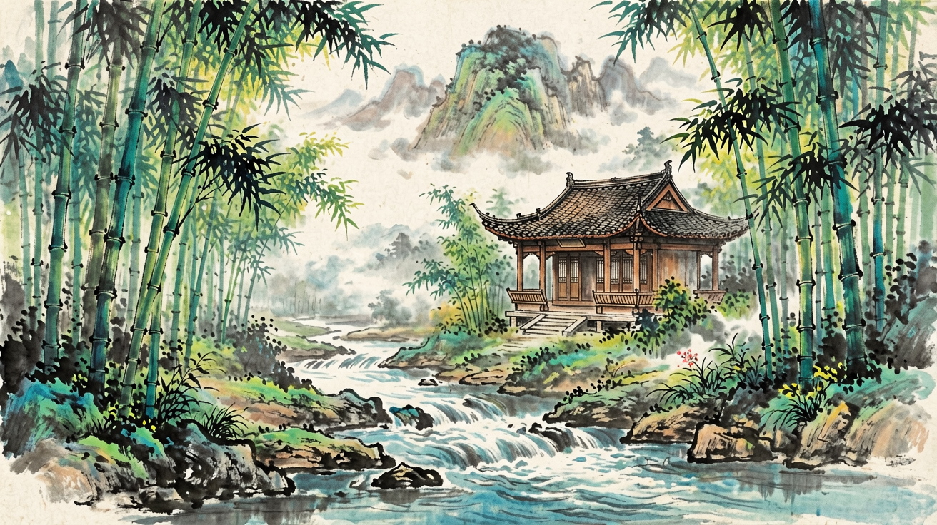 水墨山水 AI素材 0037