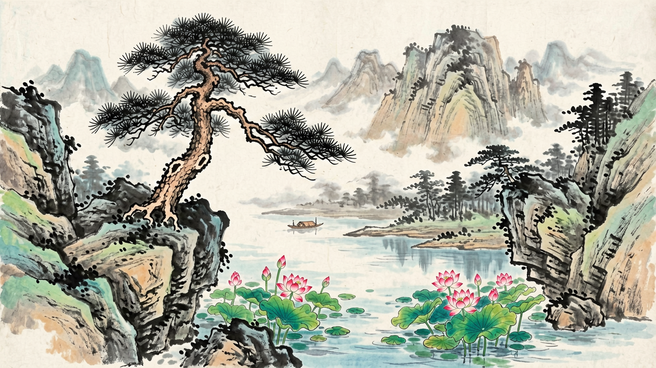 水墨山水 AI素材 0042