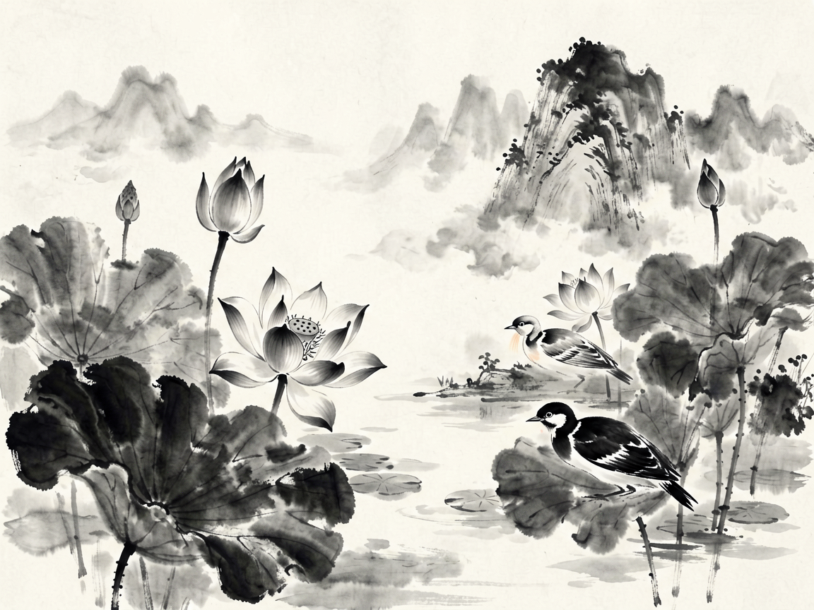 水墨花鸟 AI素材 013