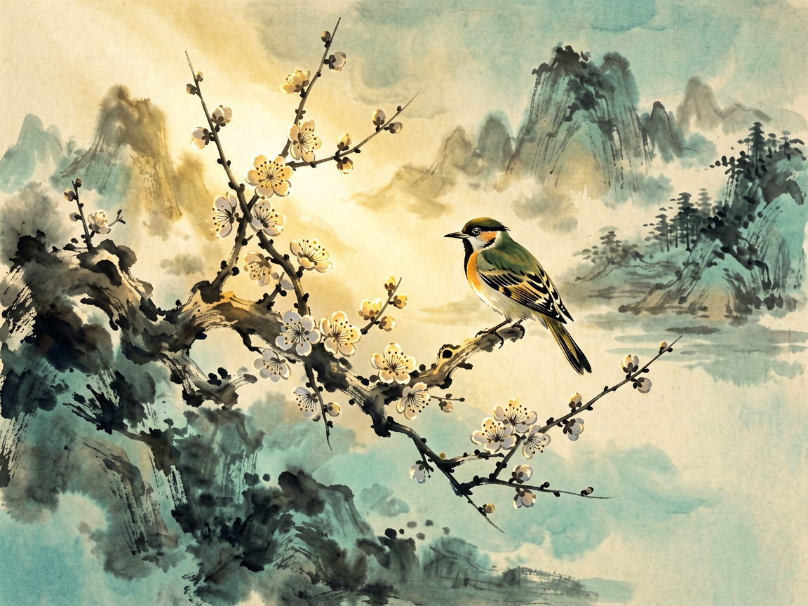 水墨花鸟 AI素材 021