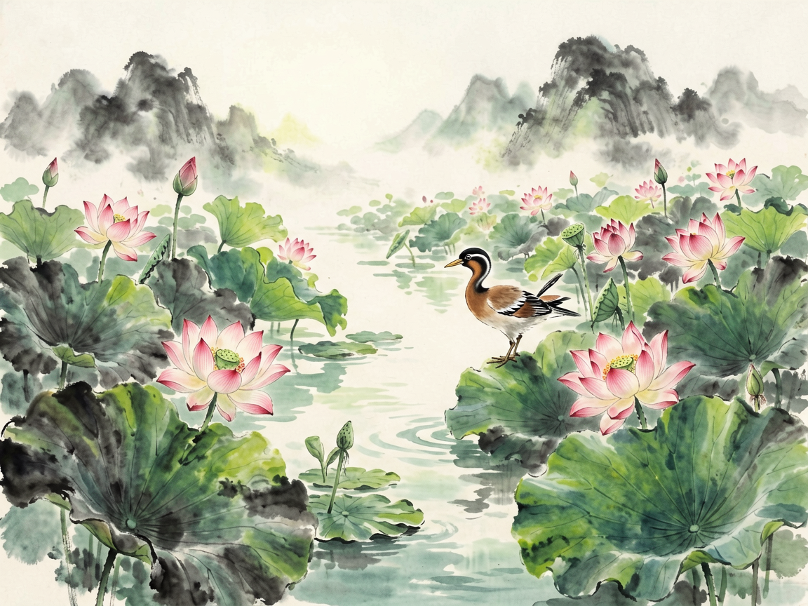 水墨花鸟 AI素材 023