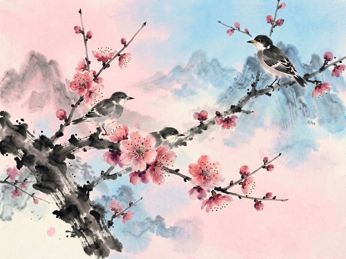 水墨花鸟 AI素材 026