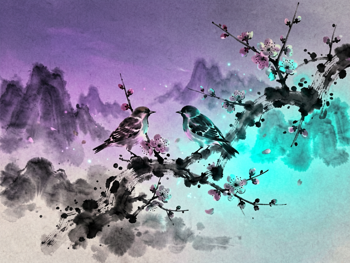 水墨花鸟 AI素材 031