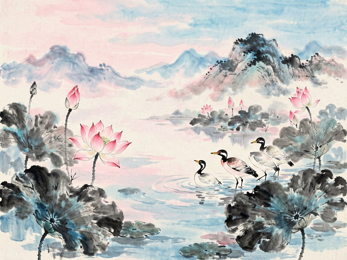 水墨花鸟 AI素材 033
