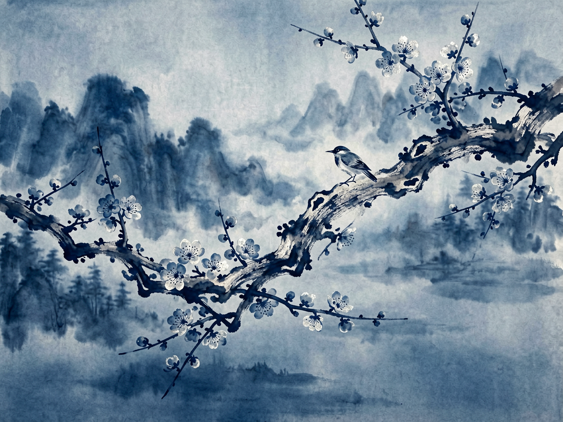 水墨花鸟 AI素材 036