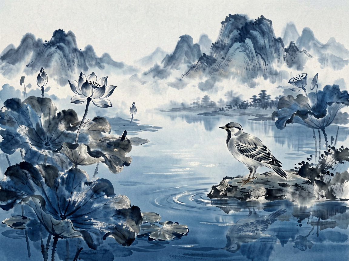 水墨花鸟 AI素材 043