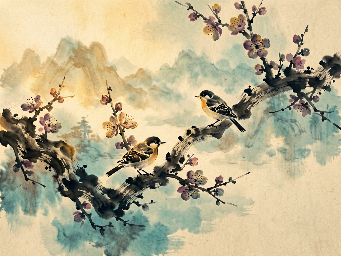 水墨花鸟 AI素材 056