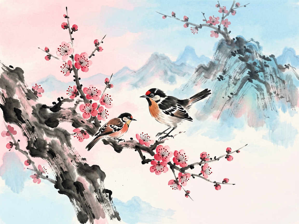 水墨花鸟 AI素材 061