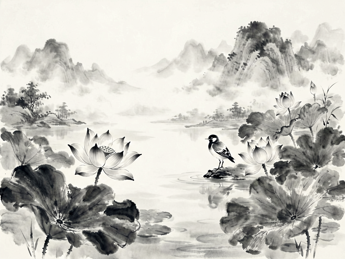 水墨花鸟 AI素材 083