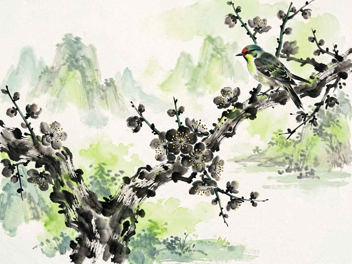水墨花鸟 AI素材 086