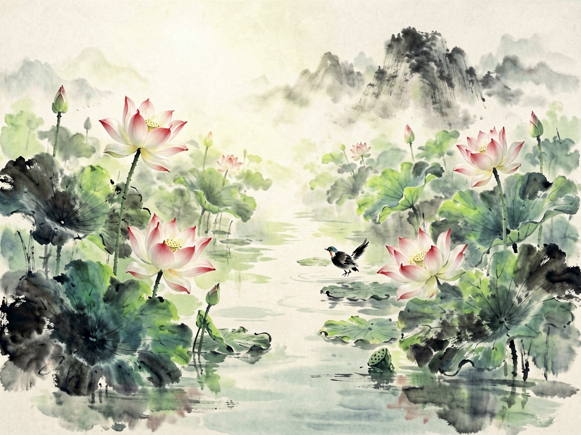 水墨花鸟 AI素材 093