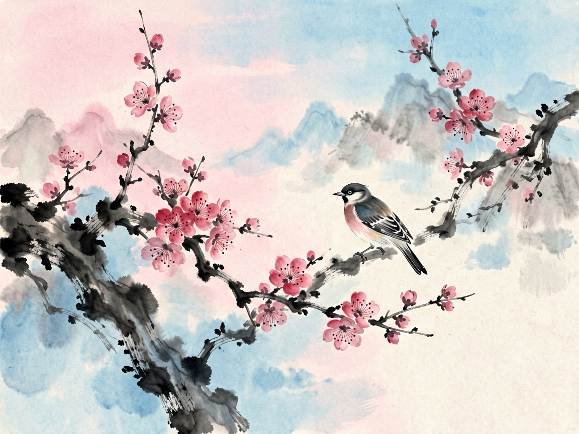 水墨花鸟 AI素材 096