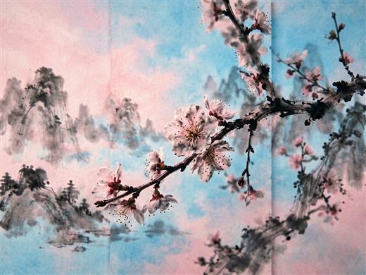 水墨花鸟 AI素材 0041