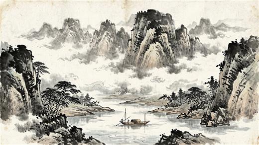 水墨山水 AI素材 0034