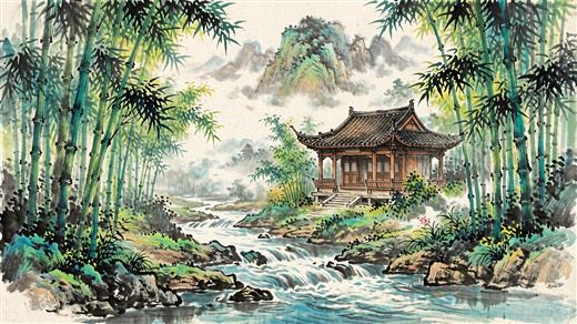 水墨山水 AI素材 0037