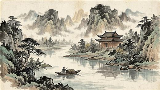 水墨山水 AI素材 0044
