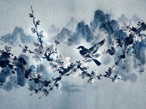 水墨花鸟 AI素材 001