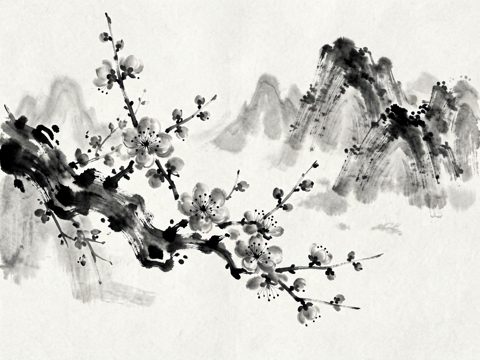 水墨花鸟 AI素材 006