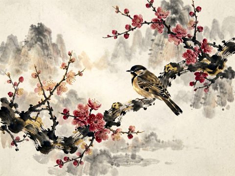 水墨花鸟 AI素材 011