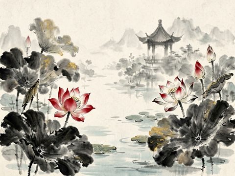 水墨花鸟 AI素材 018