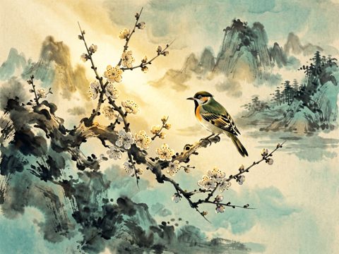 水墨花鸟 AI素材 021