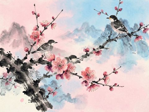 水墨花鸟 AI素材 026