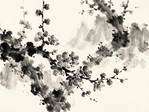 水墨花鸟 AI素材 041