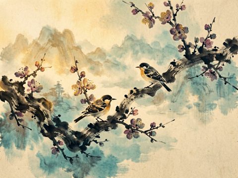 水墨花鸟 AI素材 056