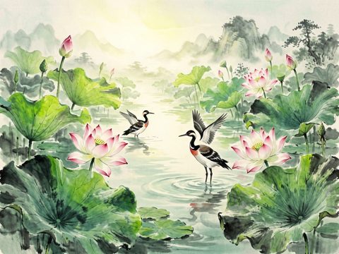 水墨花鸟 AI素材 058