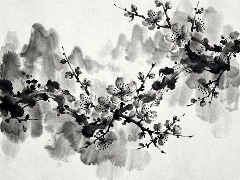 水墨花鸟 AI素材 076
