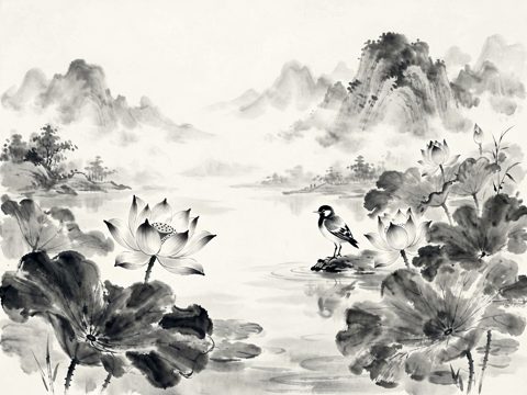 水墨花鸟 AI素材 083