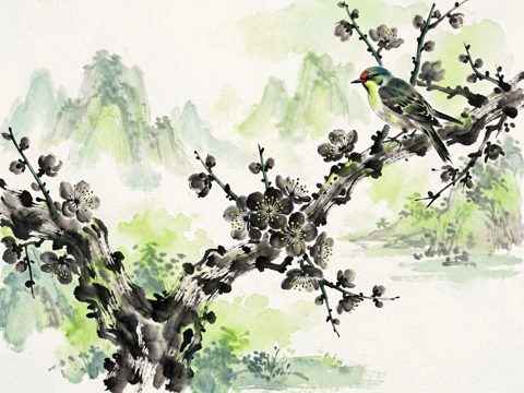 水墨花鸟 AI素材 086